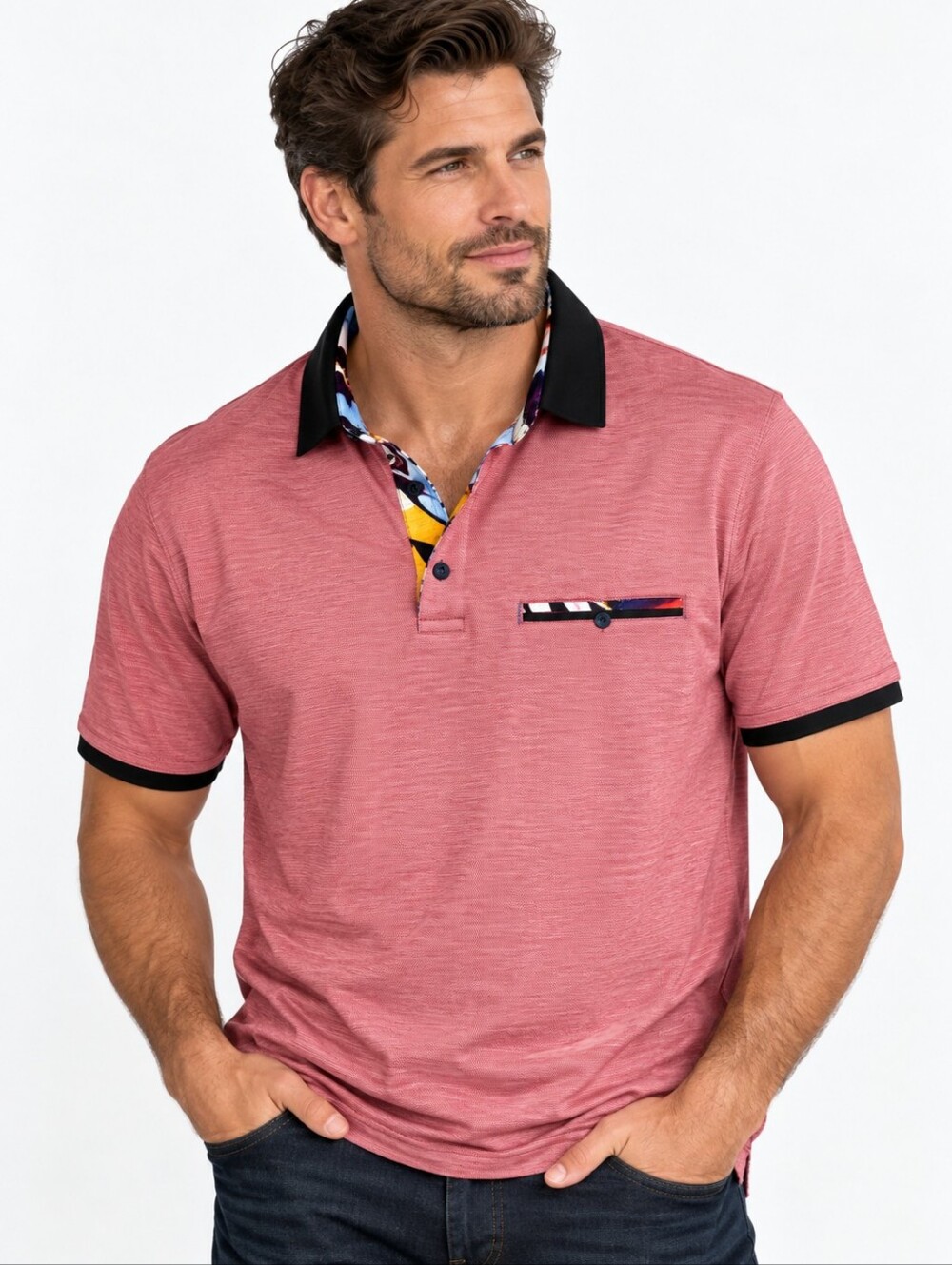 Au Noir Messina Men’s Polo Shirt 3XL NWT Mercerized Cotton Red Contrast